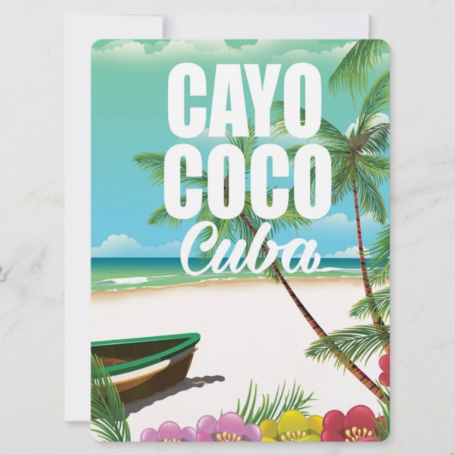 Convite Cartaz de férias de praia cubanas em Cayo Coco (Frente)