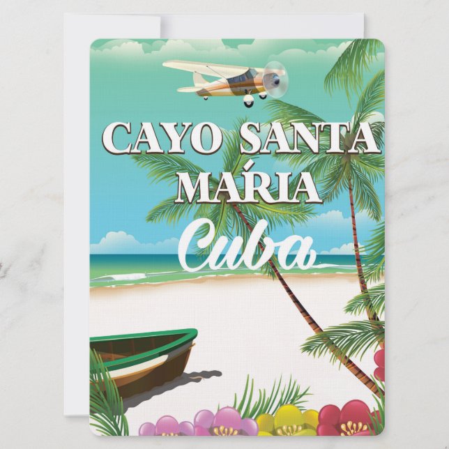 Convite Cartaz de férias de praia cubanas em Cayo Santa Ma (Frente)