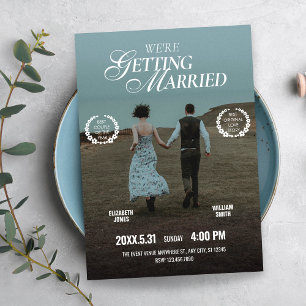 Convite cartaz de filme estético romântico foto casamento 