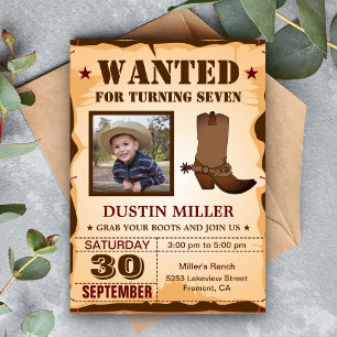 Convite Cartaz de Foto de Cowboy Desejado Festa de Anivers