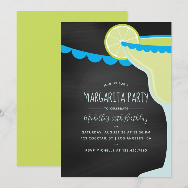Convite Cartaz de Giz para Festa de Aniversário com Margar (Frente/Verso)