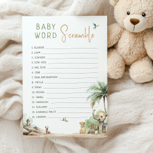 Convite Cartaz de Jogo de Bebê-Palavra de Animais Safari S