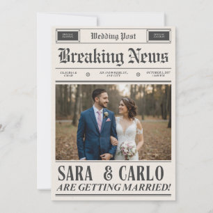 Convite Cartaz de Jornal de Casamento Personalizado Recé