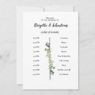 Convite cartaz de ordem do dia de casamento rústico branco