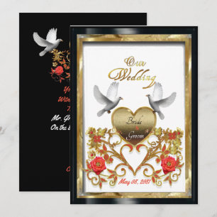 Convite Cartaz de ouro Floral do cartaz de casamento Doves