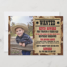 Convite Cartaz de Procura Cowboy Festa de Aniversário no V