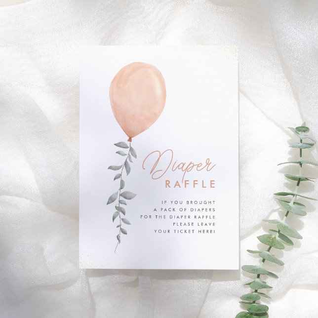 Convite Cartaz de rifa de fraldas de balão de folhagem de  (Criador carregado)