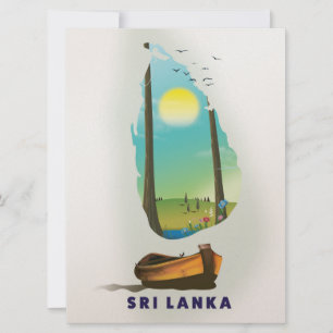 Convite Cartaz de turismo de mapa ilustrado do Sri Lanka.