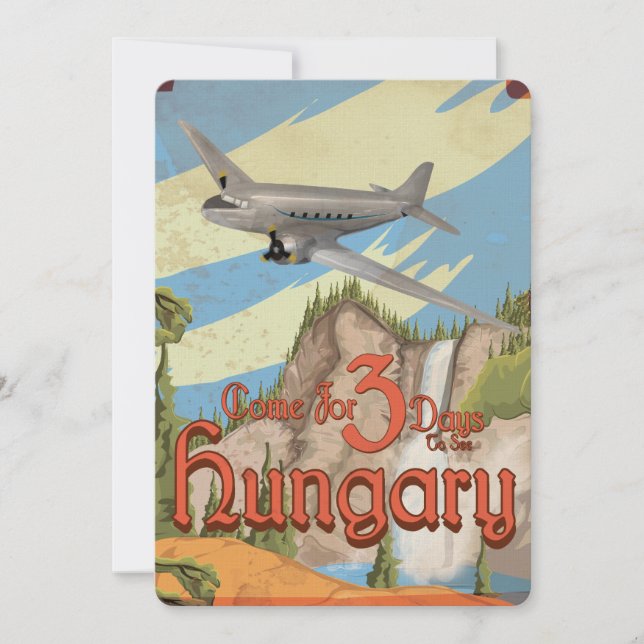 Convite Cartaz de Viagem Antigo da Hungria (Frente)