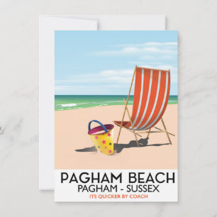 Convite Cartaz de viagem antigo da Praia de Pagham Sussex