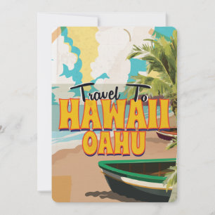 Convite cartaz de viagem antigo do Havaí OAHU