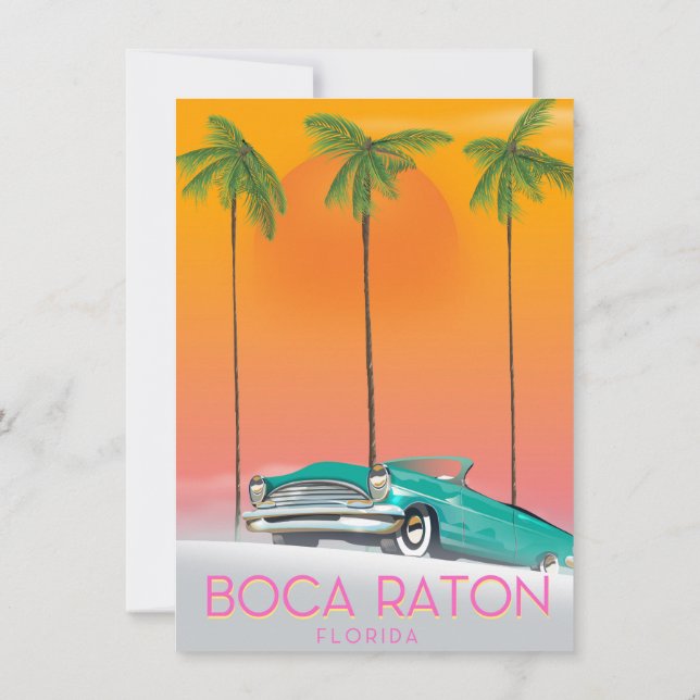 Convite Cartaz de viagem Boca Raton Flórida. (Verso)