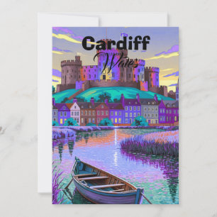 Convite Cartaz de Viagem Cardiff País de Gales, Arte de Pa