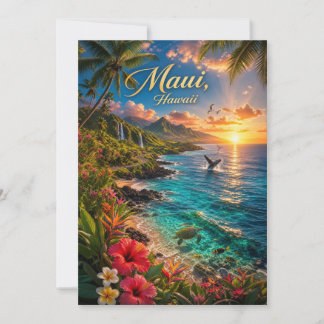 Convite Cartaz de Viagem da Costa Tropical do Maui Havaí