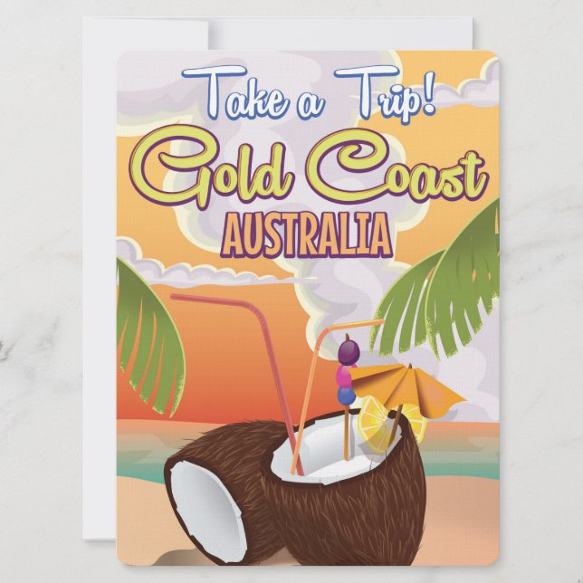 Convite Cartaz de viagem da Gold Coast, Austrália (Frente)
