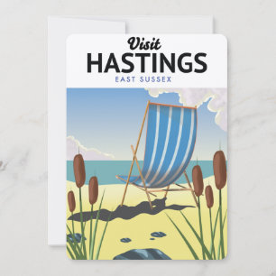 Convite cartaz de viagem da praia de Hastings East Sussex