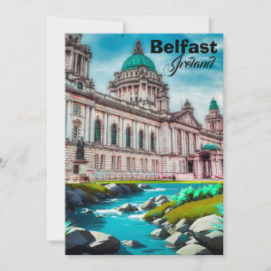 Convite Cartaz de Viagem de Belfast Irlanda do Norte Arte