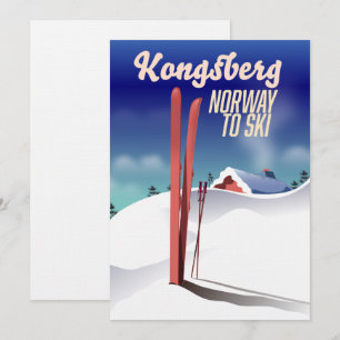Convite Cartaz de viagem de esqui Kongsberg noruega.