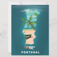 Cartaz de viagem de impressão do mapa de Portugal.
