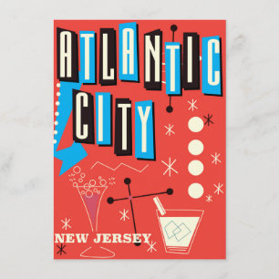 Convite cartaz de viagem de jogo vintage da cidade atlânti