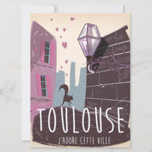 Convite Cartaz de viagem de Toulouse França desenho animad