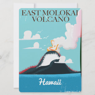 Convite cartaz de viagem do vulcão do leste de molokai vin