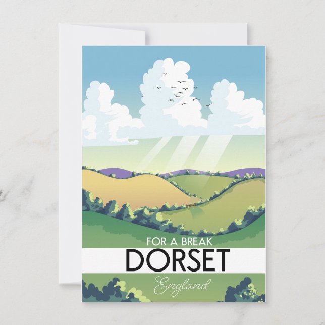 Convite cartaz de viagem Dorset Inglaterra (Frente)