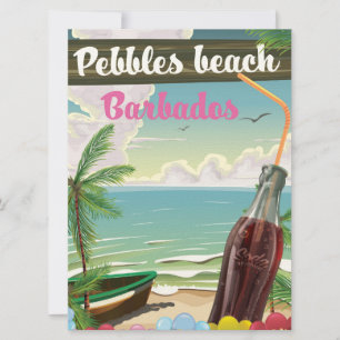 Convite cartaz de viagem estilo vintage praia Pebbles Barb