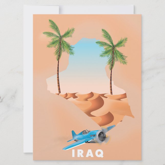 Convite Cartaz de viagem ilustrado do Iraque. (Frente)