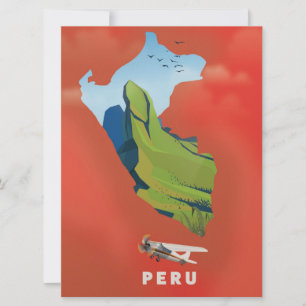 Convite cartaz de viagem ilustrado mapa do Peru