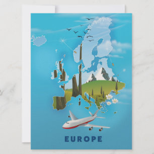 Convite Cartaz de viagem paisagem do mapa da Europa