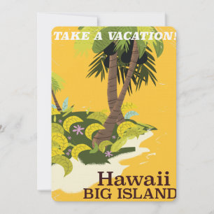 Convite Cartaz de viagem vintage da grande ilha do Havaí