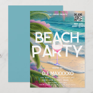 Convite Cartaz do Clube Tropical de Eventos na Praia 