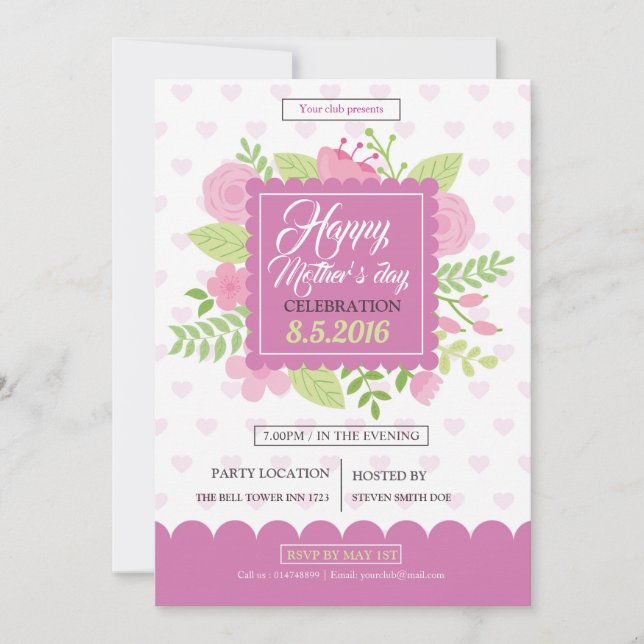 Convite Cartaz do Dia das Mães Feliz (Frente)