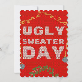 Convite Cartaz vermelho de suéter feio