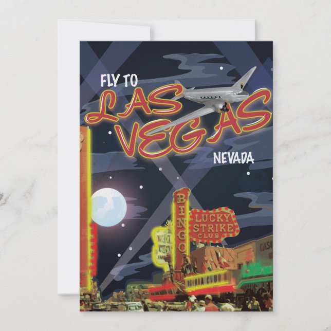 Convite Cartaz Vintage de Las Vegas (Frente)