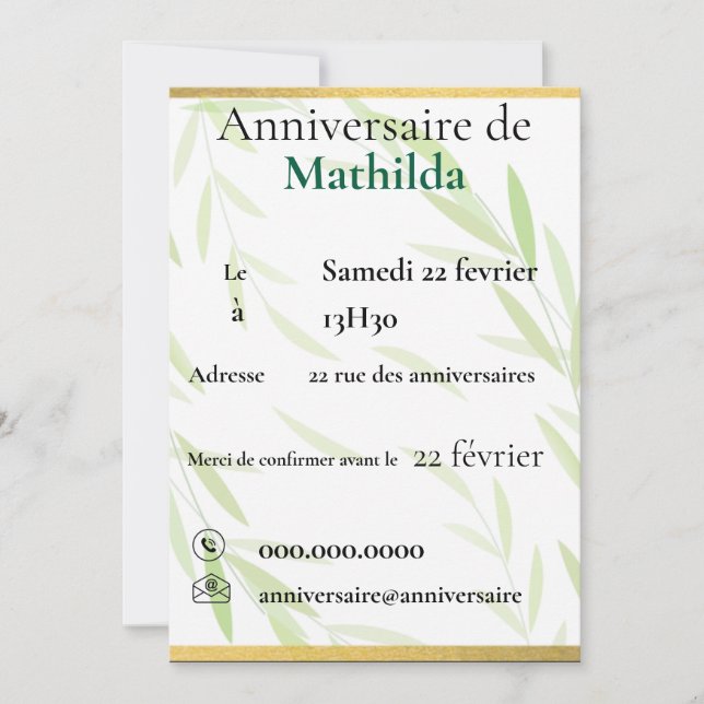 Convite carte invitation / invitation card (Frente)