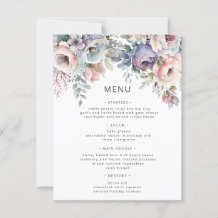Convite Carteira de Menu de Casamento Floral de Pastel Gar