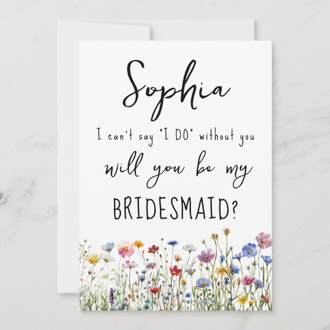 Convite Carteira de proposta de Bridesmaid Wildflower (Frente)