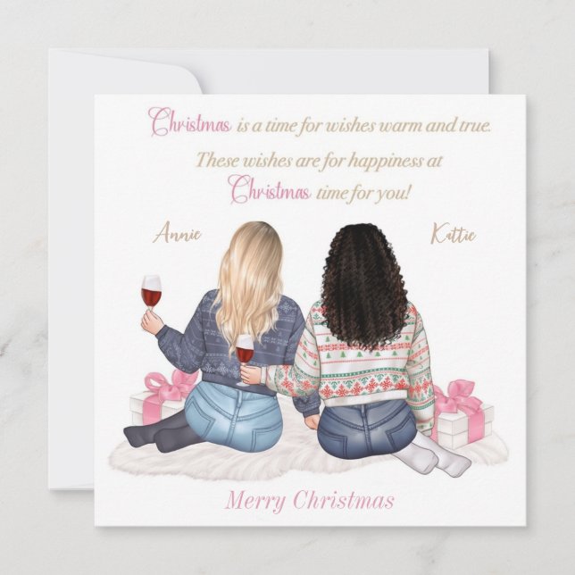 Convite Carteira personalizada de desejos de Natal Feliz N (Frente)