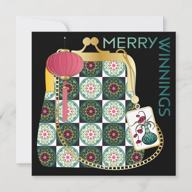 Convite Cartera de Férias de Mah Jongg Carta Plana (Frente)