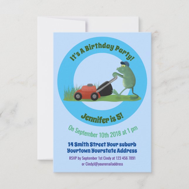 Convite Cartografia de relva verde-sapo engraçada (Frente)