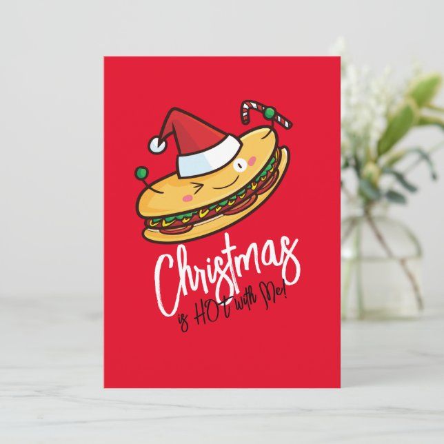 Convite Cartografia personalizável de Hotdog de Natal (Em pé/Frente)