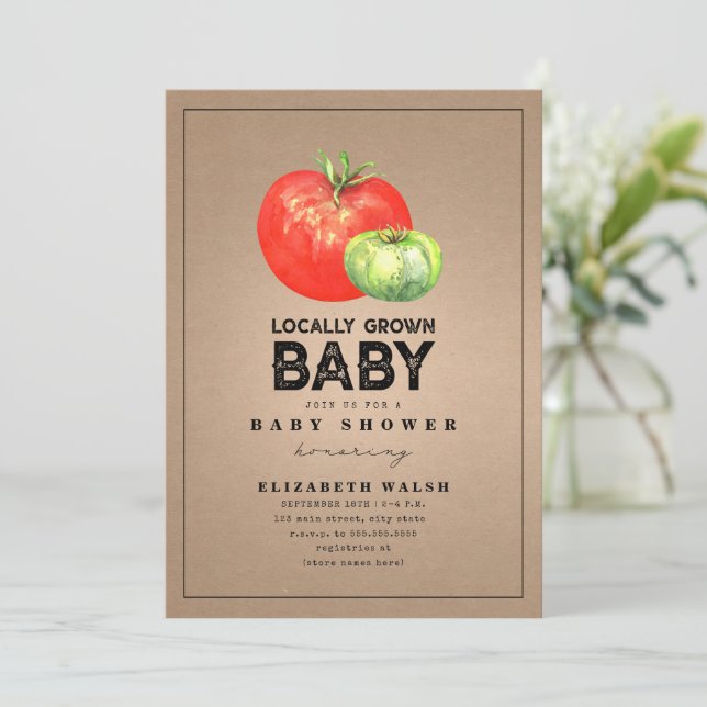 Convite Cartolina de Aquarela de Chá de fraldas Localmente (Em pé/Frente)