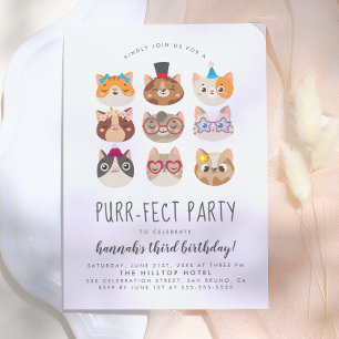Convite Cartoon Cats Kids’ Purr-fect Birthday Party