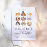 Convite Cartoon Cats Kids’ Purr-fect Birthday Party<br><div class="desc">Celebrate your little one's special day with these adorable cat-themed birthday invites! These cards feature nine cartoon cats with fun accessories, like floral crowns, bows, glasses, headbands, hats and more. Your custom party details appear below in modern script typography. Cards reverse to a hand-drawn polka pattern against a pink background....</div>