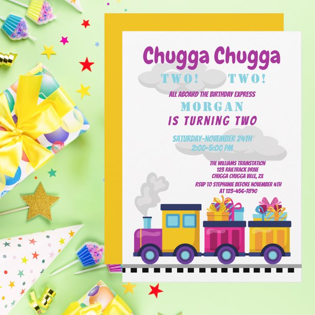 Convite Cartoon Chugga Choo Segundo Aniversário (Criador carregado)
