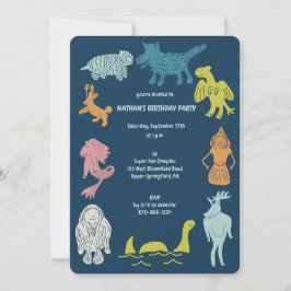 Convite Cartoon Cryptids Cryptozoology Monsters Birthday