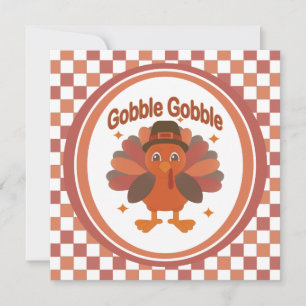 Convite Cartoon de Ação de Graças da Turquia - "Gobble Gob