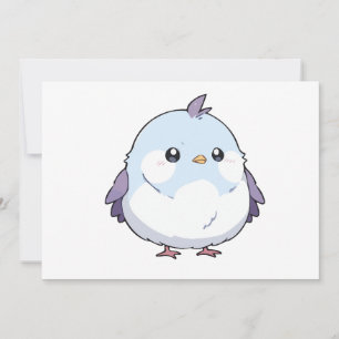 Convite Cartoon de Aves Cute Kawaii Chubby - Pastel Adoráv